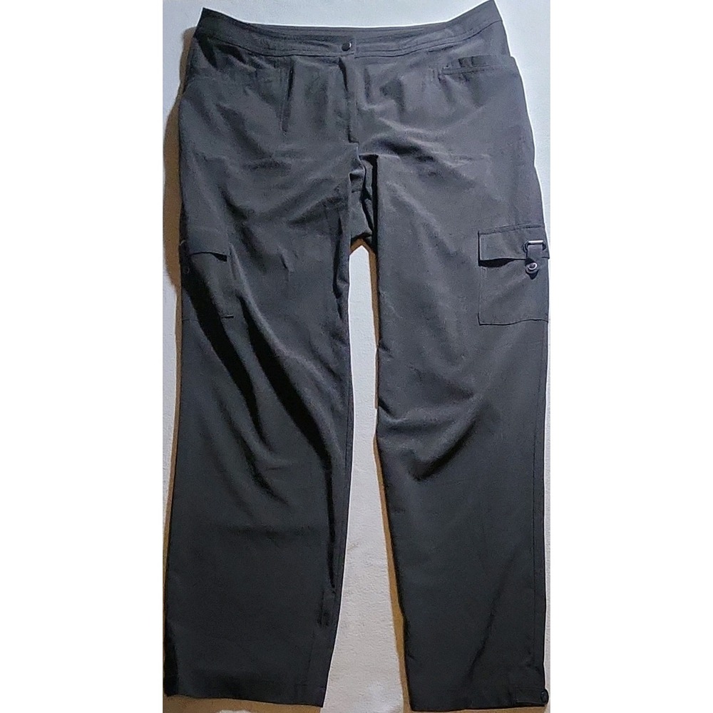 Zenergy by Chico's Black Microfiber Cargo Pants Women's Straight Leg Pockets 25R